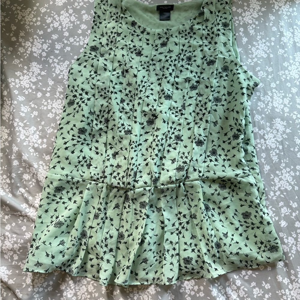 Ann Taylor Factory Green Ruffled Tiered Tank Top